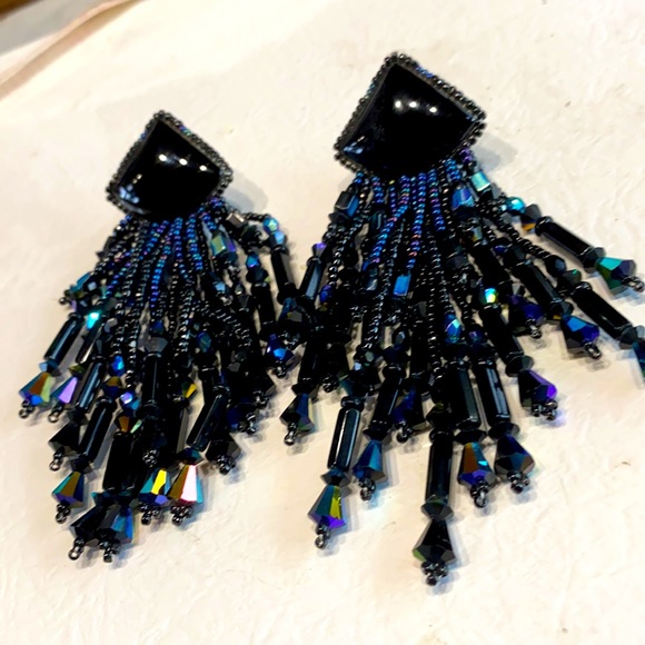 VINTAGE DESIGNER CHIPITA LOADED ONYX W BLACK AB CRYSTAL/GLASS BEADS - Picture 7 of 13